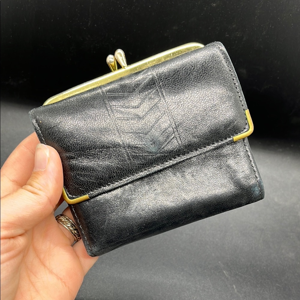 Vintage Princess Gardner Genuine Lambskin Classic Black Leather Women's Wallet